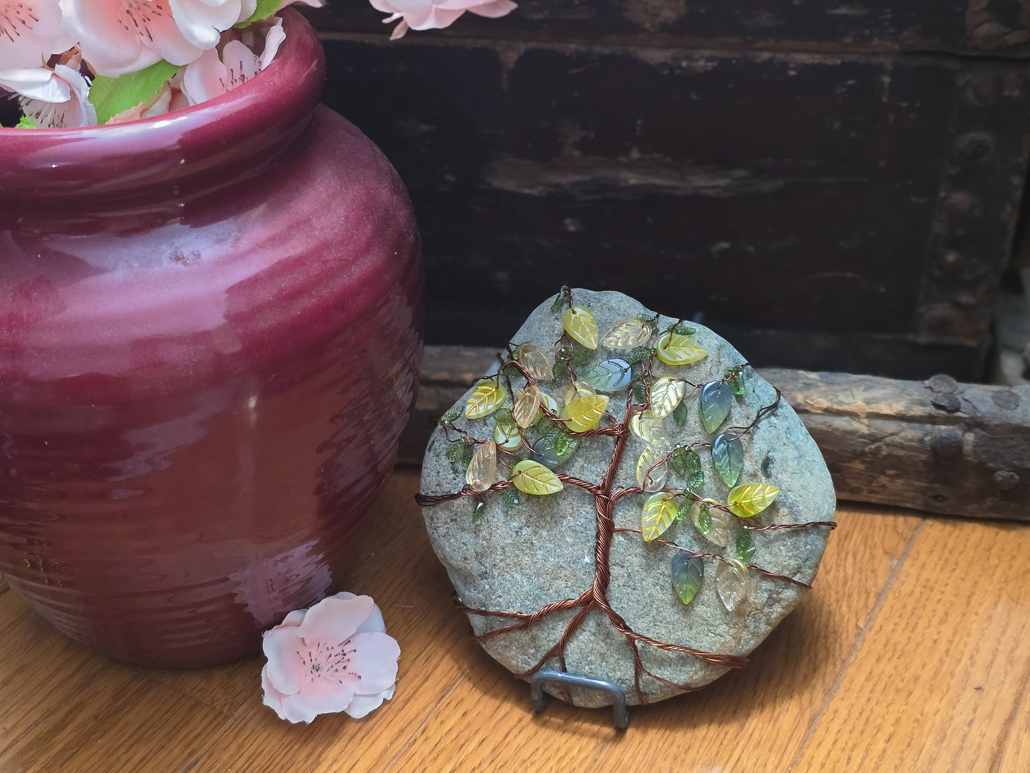 Forest Glow: Wrapped Basalt Rock, Zen Stone