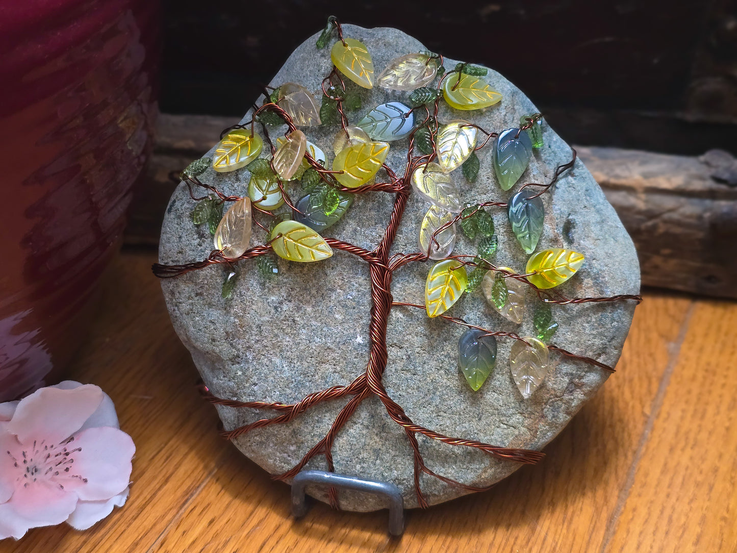 Forest Glow: Wrapped Basalt Rock, Zen Stone
