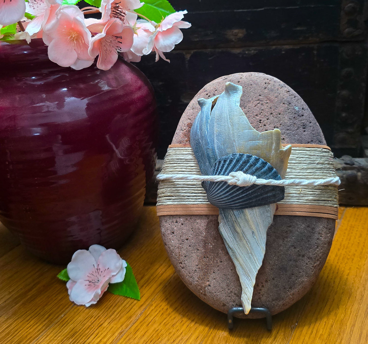 Seashells & Twine: Wrapped Sandstone Rock, Zen Stone