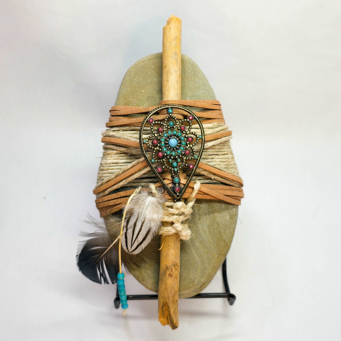Tribal Spirit: Wrapped Basalt Rock, Zen Stone