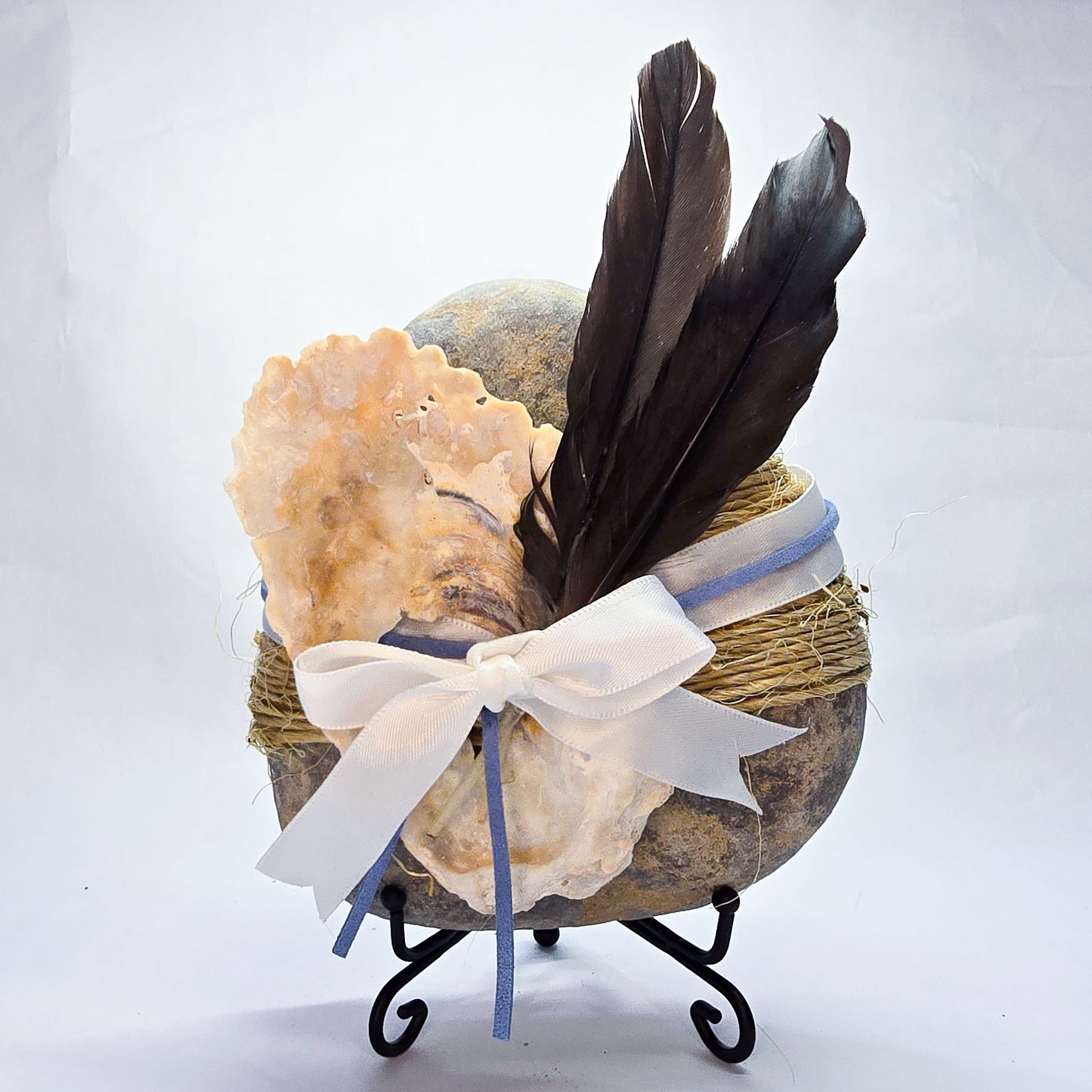 Coastal Elegance: Wrapped Basalt Rock, Zen Stone