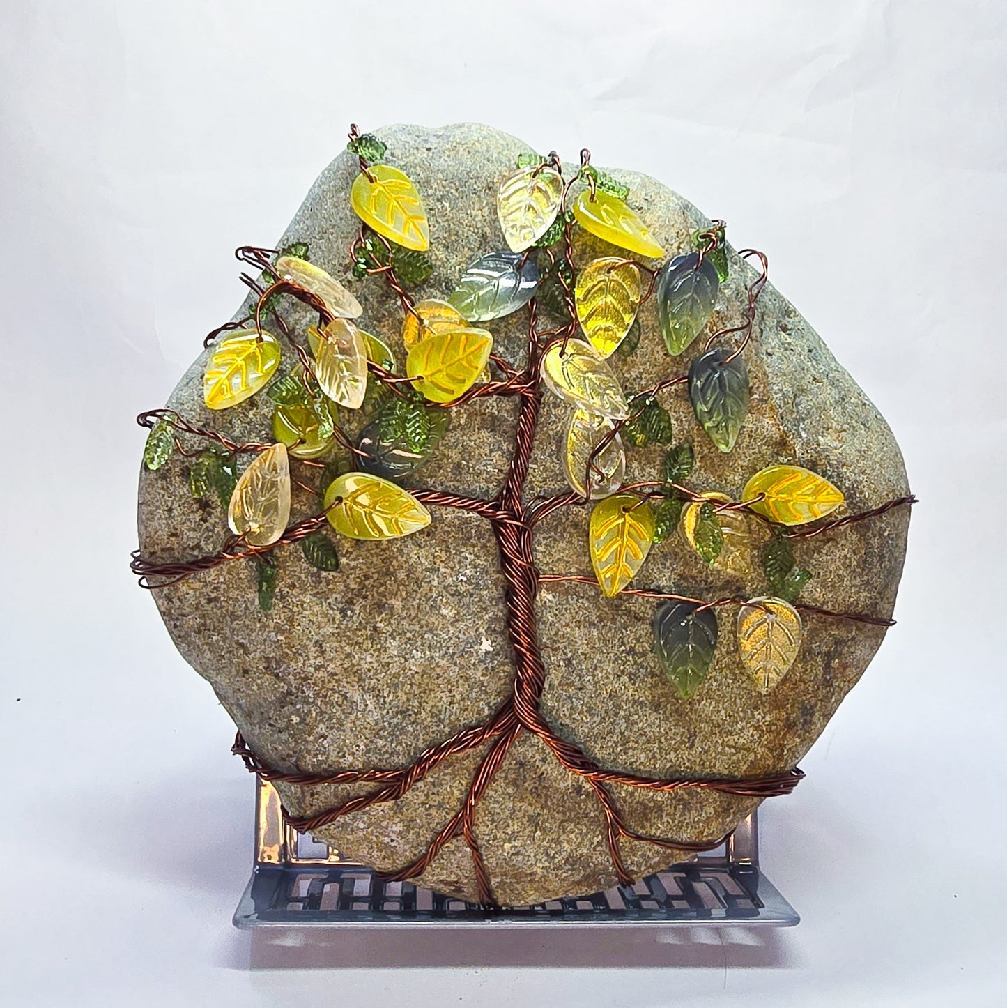 Forest Glow: Wrapped Basalt Rock, Zen Stone