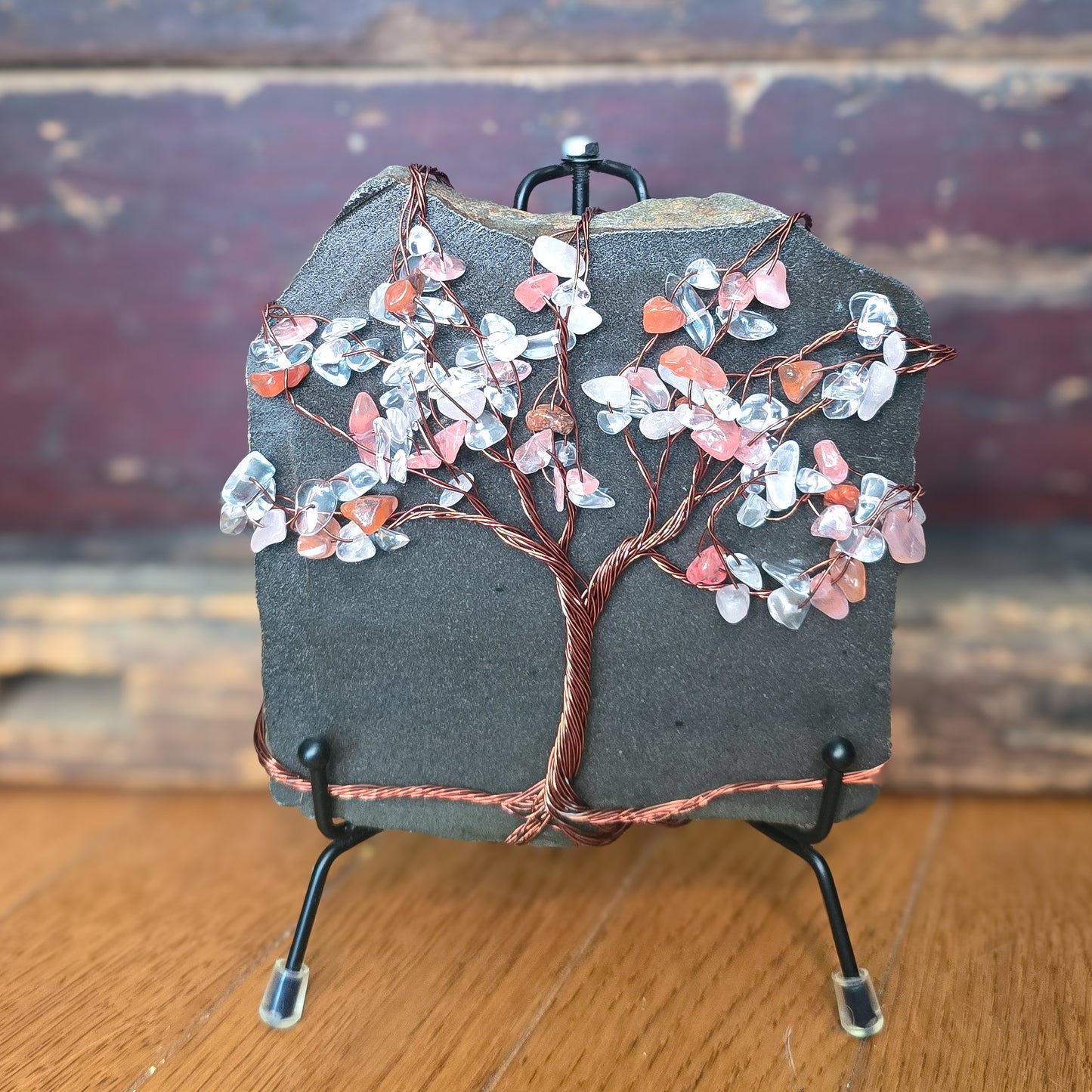 Crystal Blossoms: Wrapped Cut Sandstone Slab Rock, Zen Stone