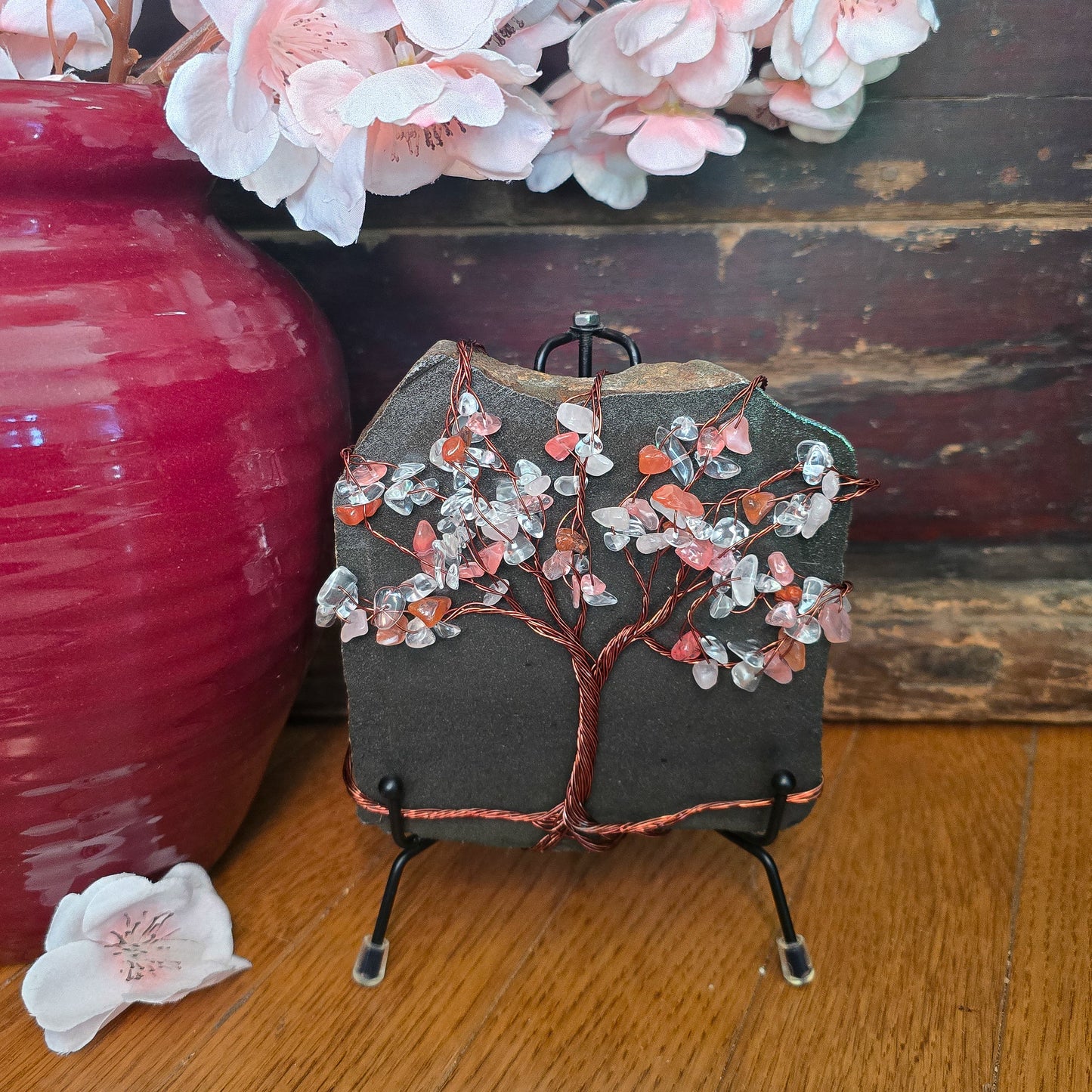 Crystal Blossoms: Wrapped Cut Sandstone Slab Rock, Zen Stone