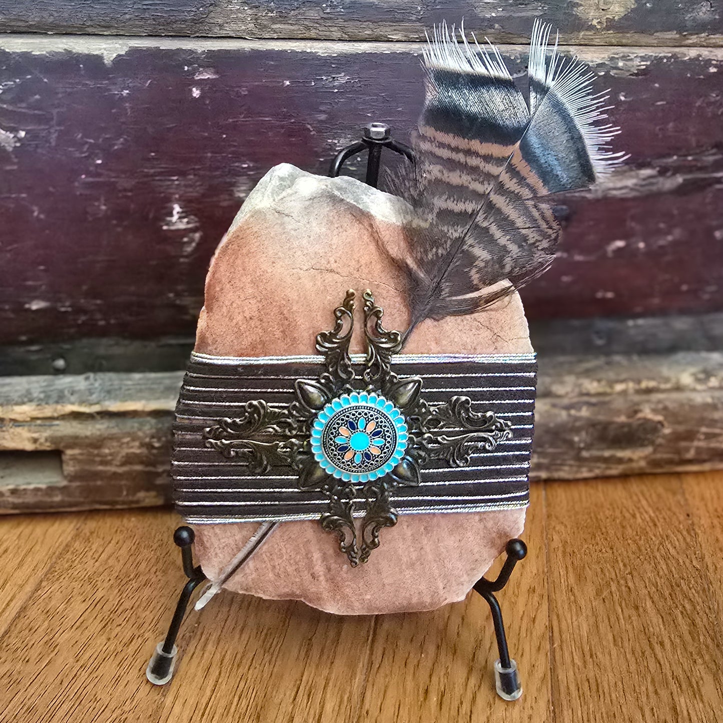 Bohemian Flair: Wrapped Sandstone Rock Slab, Zen Stone