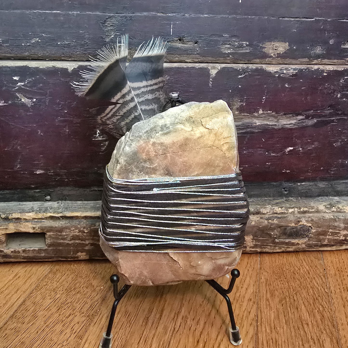 Bohemian Flair: Wrapped Sandstone Rock Slab, Zen Stone