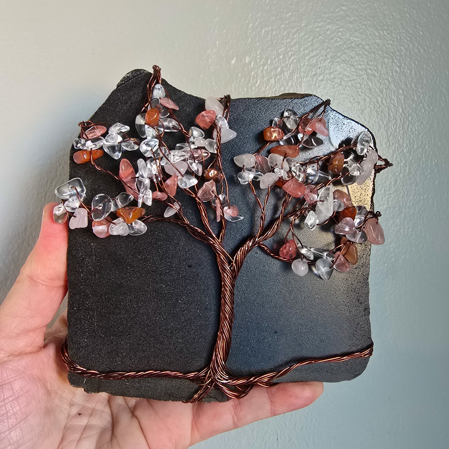 Crystal Blossoms: Wrapped Cut Sandstone Slab Rock, Zen Stone