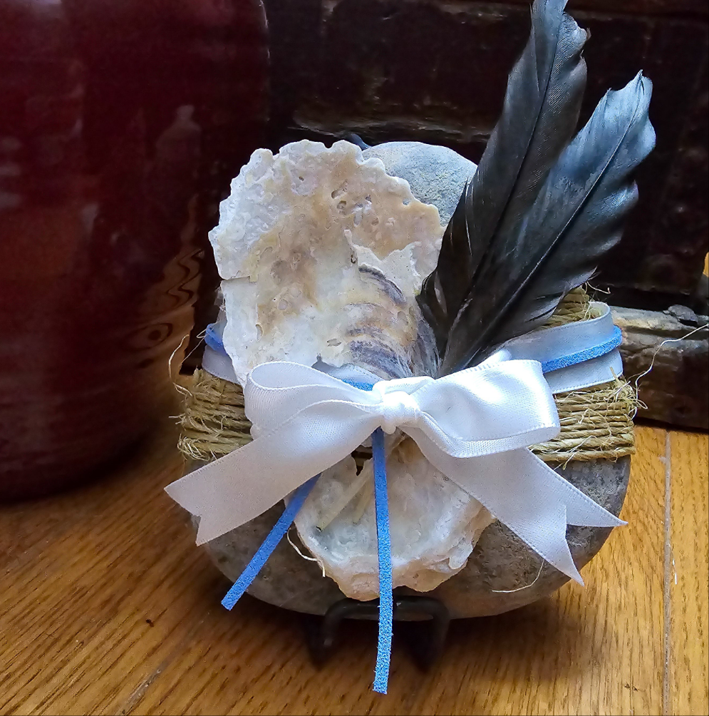 Coastal Elegance: Wrapped Basalt Rock, Zen Stone