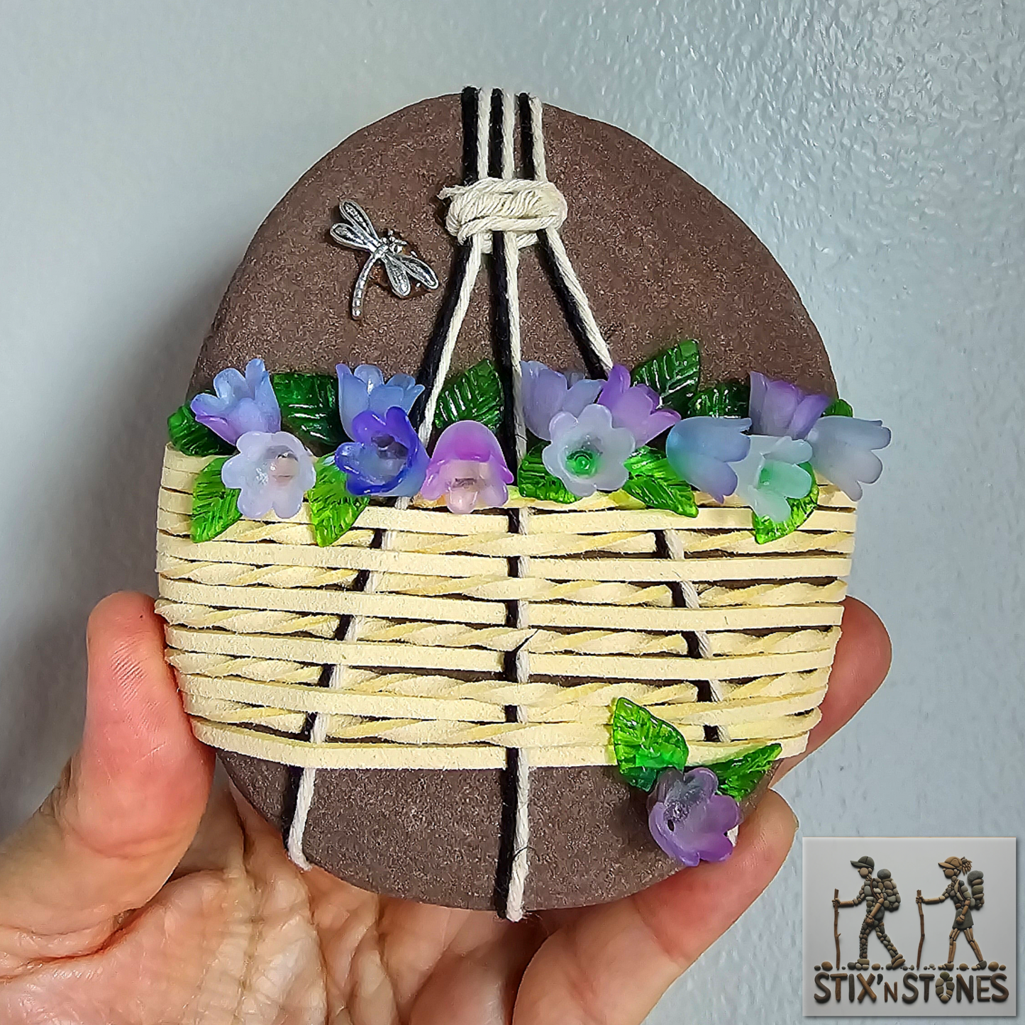 Flower Basket: Wrapped Sandstone Rock, Zen Stone