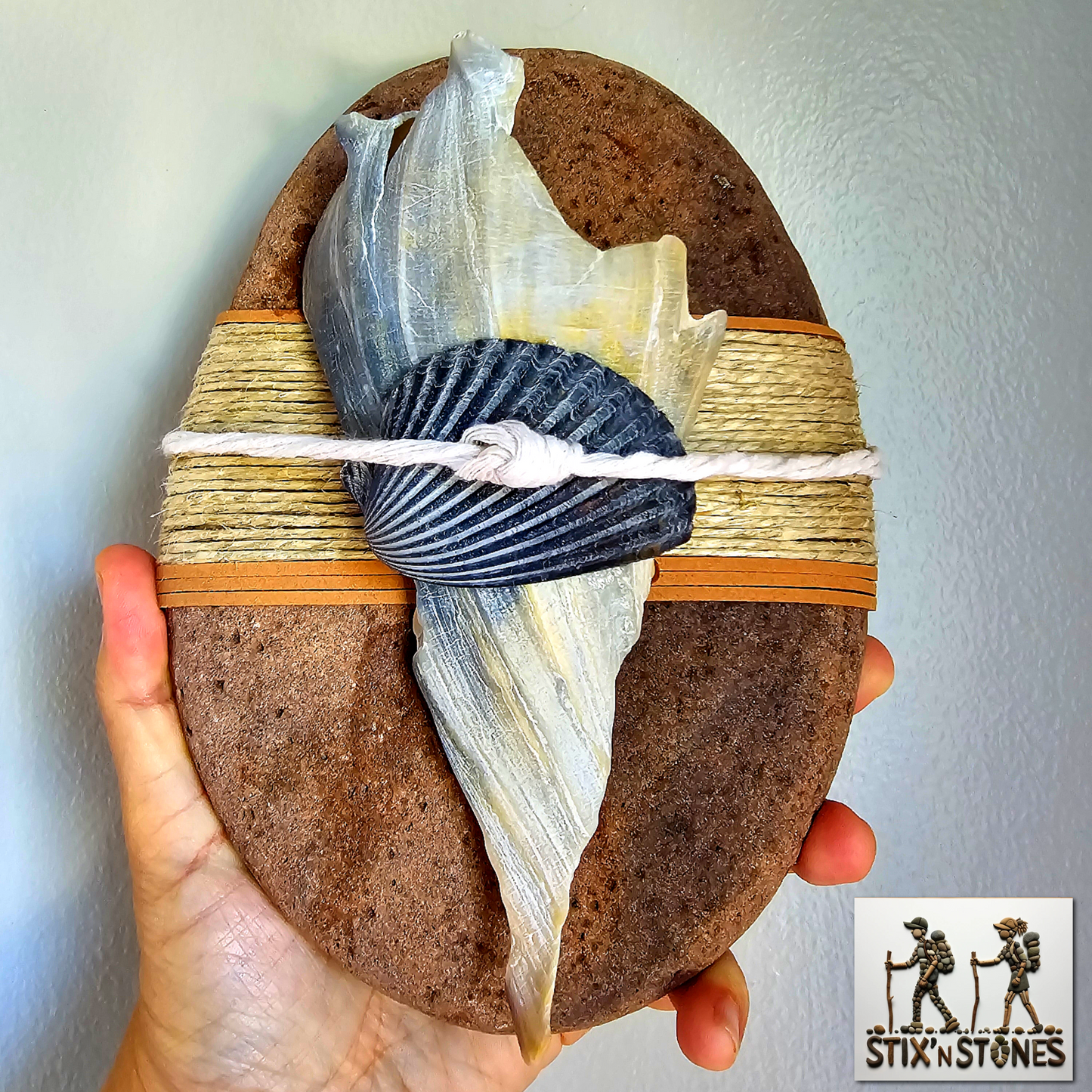 Seashells & Twine: Wrapped Sandstone Rock, Zen Stone