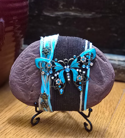 Boho Butterfly: Wrapped Sandstone Rock, Zen Stone