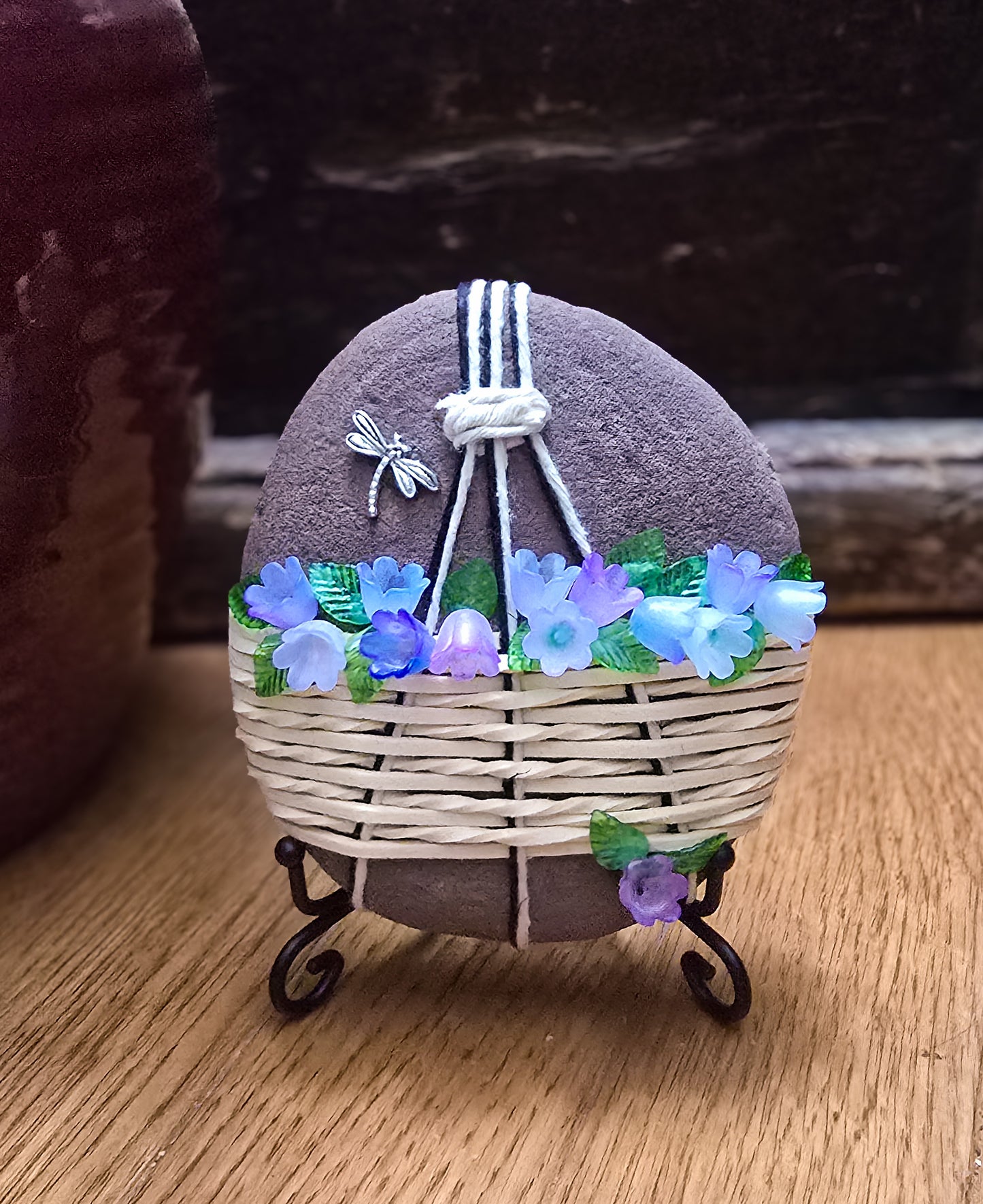 Flower Basket: Wrapped Sandstone Rock, Zen Stone