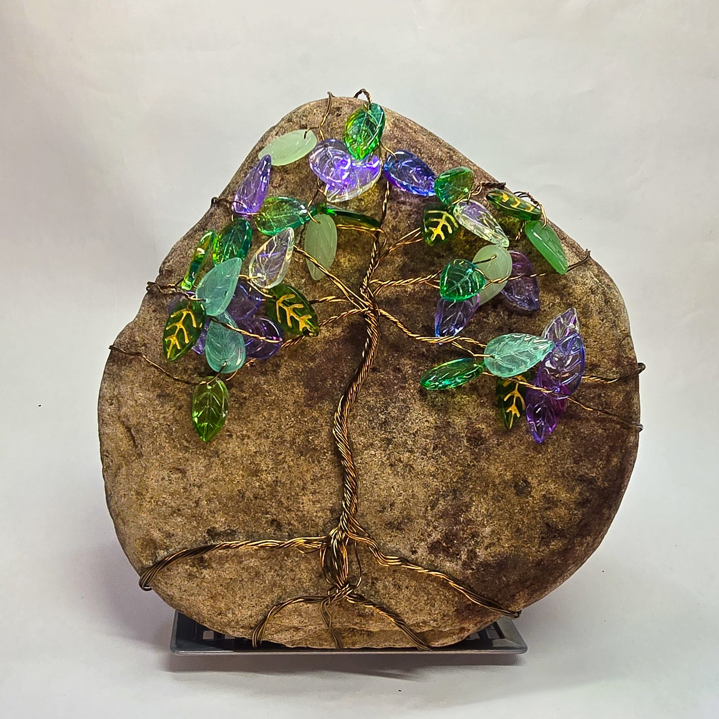 Iridescent Branches: Wrapped Basalt Rock, Zen Stone